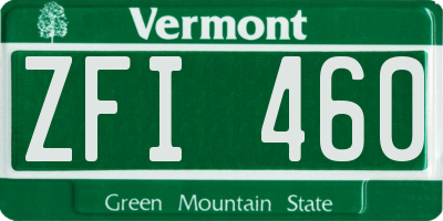 VT license plate ZFI460