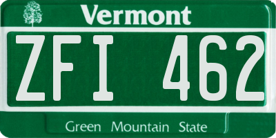 VT license plate ZFI462