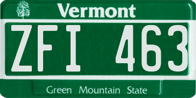 VT license plate ZFI463