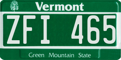 VT license plate ZFI465