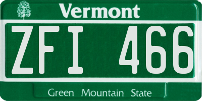 VT license plate ZFI466