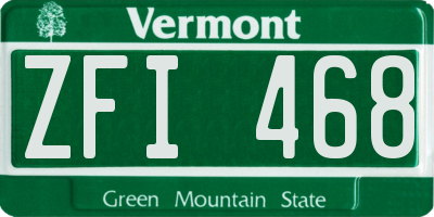 VT license plate ZFI468