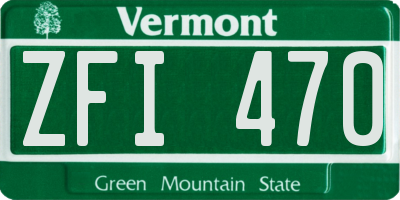 VT license plate ZFI470