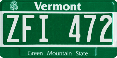 VT license plate ZFI472