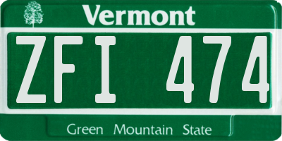 VT license plate ZFI474