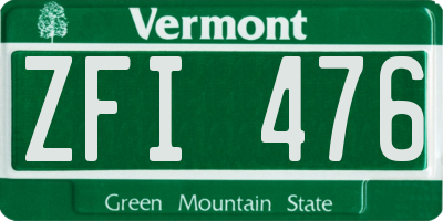VT license plate ZFI476