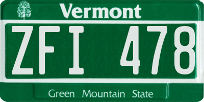VT license plate ZFI478