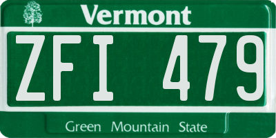 VT license plate ZFI479