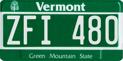VT license plate ZFI480