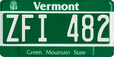 VT license plate ZFI482