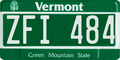 VT license plate ZFI484