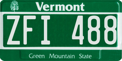 VT license plate ZFI488