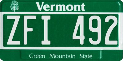 VT license plate ZFI492