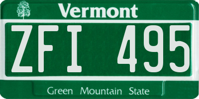 VT license plate ZFI495