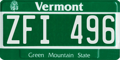 VT license plate ZFI496