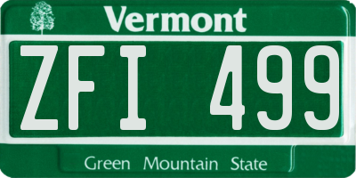 VT license plate ZFI499