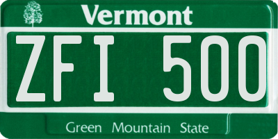 VT license plate ZFI500