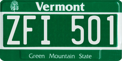 VT license plate ZFI501