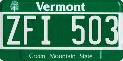 VT license plate ZFI503