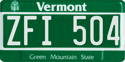VT license plate ZFI504