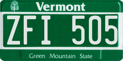 VT license plate ZFI505