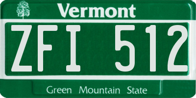 VT license plate ZFI512