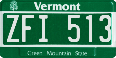 VT license plate ZFI513