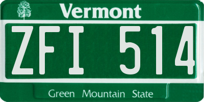 VT license plate ZFI514