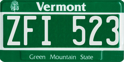 VT license plate ZFI523