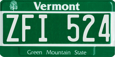 VT license plate ZFI524