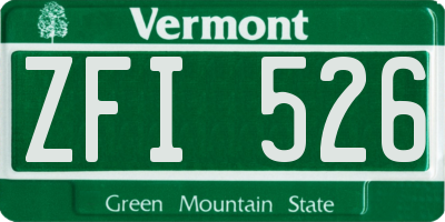 VT license plate ZFI526
