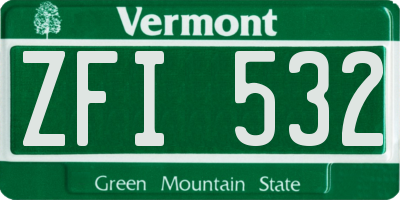 VT license plate ZFI532