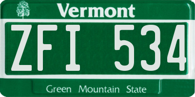 VT license plate ZFI534