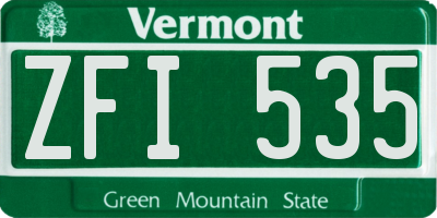 VT license plate ZFI535