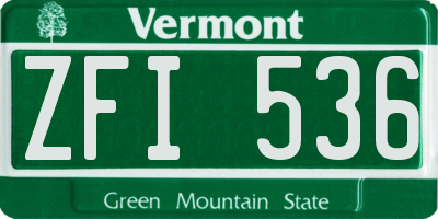 VT license plate ZFI536