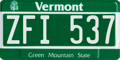 VT license plate ZFI537
