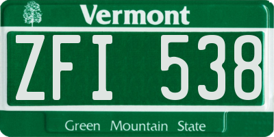 VT license plate ZFI538
