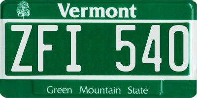 VT license plate ZFI540