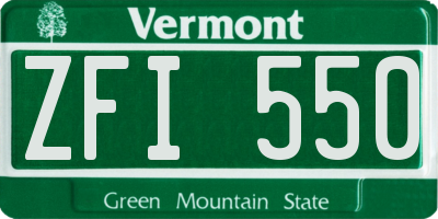 VT license plate ZFI550