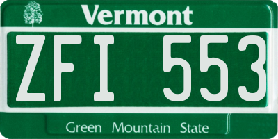 VT license plate ZFI553