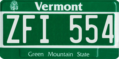 VT license plate ZFI554