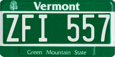 VT license plate ZFI557