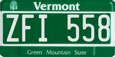 VT license plate ZFI558