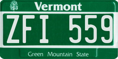 VT license plate ZFI559