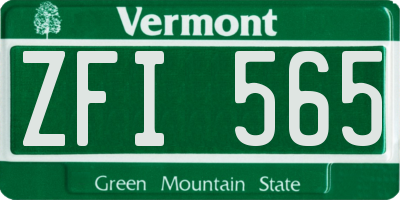 VT license plate ZFI565