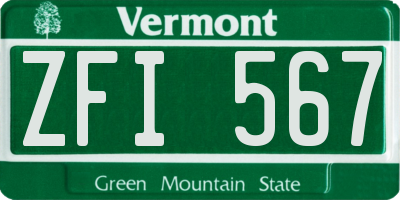 VT license plate ZFI567