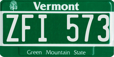 VT license plate ZFI573