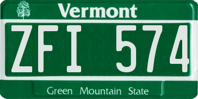 VT license plate ZFI574