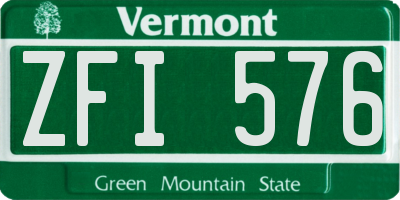 VT license plate ZFI576