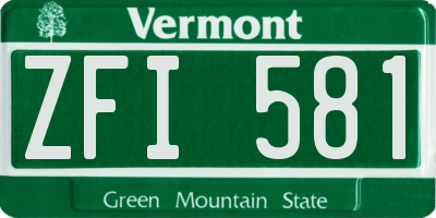 VT license plate ZFI581